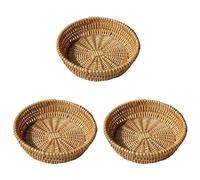 Ronlok Lot de 3 paniers tissés à la main - En osier - Pour pain, fruits, légumes - 25 x 8 cm