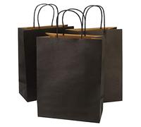 Ronvir 50 Pièces Sac en Papier, 33 x 13 x 26 cm Sacs Cadeau Grands Noirs, Sac Kraft pour Cadeaux et Fêtes, Cérémonies de Remise des Diplômes, Vacances Mariage ou Anniversaire