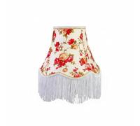 Ronyme Abat-jour en Tissu à Franges Textile pour Lumière d'Ambiance Texture Superposée Originale Effet Décoratif Relaxant, Multicolore, Motif Pivoine Rouge Avec Pompons