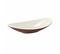 Ronyme Assiette Melamine Plat Ovale Plateau Incassable Courbé Moderne Nettoyage Simple pour Buffet Hôtelier Table Festive, Blanc Café, S