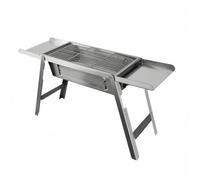 Ronyme Barbecue Portable Gril Pliable Barbecue Extérieur Grill Nomade Cuisson en Plein Air Acier Inoxydable avec Plateaux Latéraux Construction Pliable