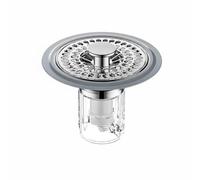 Ronyme Basin Core Bouchon de Lavabo Bouchon d'Évier Bonde Universelle Filtre Anti-colmatage en Cuivre Épaissi Joint Silicone Double Étanche Pression pour, Gris Argenté