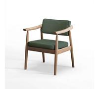 Ronyme Chaise Tissu Rembourré Chaise Fauteuil Siège Dossier Accoudoirs Structure en Frêne Massif Coussin Corduroy Confortable Design Adaptée aux Repas en, Vert Forêt