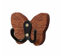 Ronyme Crochet Papillon Mural Patère Bois Porte Clés Crochet Double Support Fixation Adhésive sans Trous 3 Kg Élégant Adapté à Buanderie Organisation Domestique, Noyer Noir+Noir