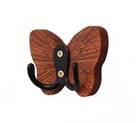 Ronyme Crochet Papillon Mural Patère Bois Porte Clés Crochet Double Support Fixation Adhésive sans Trous 3 Kg Élégant Adapté à Buanderie Organisation Domestique, Noir Sapéli