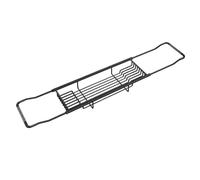 Ronyme Étagère de Baignoire Extensible Plateau de Baignoire Rangement de Bain Porte-accessoires en Acier Inoxydable Stabilité Renforcée avec Patins en, Noir Noble, Modèle Allongé
