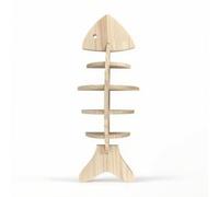 Ronyme Étagère Murale en Bois avec Sign Arête Poisson Verticale pour Rangement Décoratif Léger dans Salon Chambre Entrée, Petit, Couleur Bois Naturel