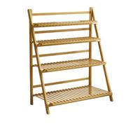 Ronyme Étagère Pliante Présentoir Plante Support Fleur Rack Bambou Pliable Gain de Place avec Dos Renforcé et Côtés Convergents pour Organisation et Exposition Adaptée Jardin Intérieur