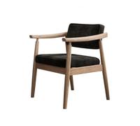 Ronyme Fauteuil Capitonné Tissu Chaise Siège Bergère Élégante aux Lignes Nettes avec Accoudoirs et Côtelé Douillet Ossature en Frêne Stable Adapté à Repas, Noir