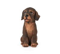 Ronyme Figurine Décorative Statue Animal Sculpture Jardin Ornement Extérieur Statuette Résine Surface Texturée Peinte Détails Expressifs Yeux Oreilles Pattes, Chien Assis