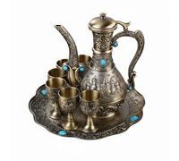 Ronyme Gobelet en Bronze Coffret de Service avec Carafe Plateau Verres Organisés Finition Brillante et Mise en Scène Élégante en Alliage de Zinc Adapté aux, Bronze