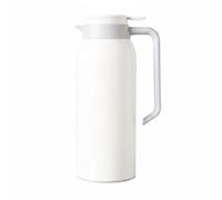 Ronyme Inox Carafe Isotherme Pichet Café Bouilloire à eau 304 Inox Résistant Paroi Isolante Maintien Température Bouton de Versement Anti Fuite Remplissage, Blanc, Blanc