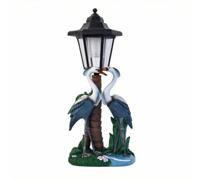 Ronyme Lanterne Solaire Extérieure Sculpture Grue Ornement de Jardin Lampe Décorative Ambiance Nocturne Résine Imitation Pierre Recharge au Soleil Adaptée au, Bleu