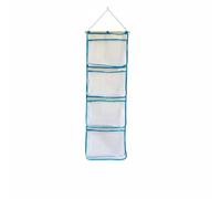 Ronyme Organisateur Mural de Rangement Poche Suspendue Filet de Placard Quatre Poches en Maille avec Barre Bois pour sous-vêtements et Accessoires Frais et, Blue