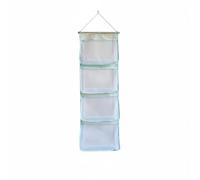 Ronyme Organisateur Mural de Rangement Poche Suspendue Filet de Placard Quatre Poches en Maille avec Barre Bois pour sous-vêtements et Accessoires Frais et, Light Green