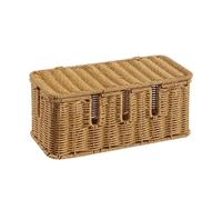 Ronyme Organiseur de Câbles de Bureau Boîte de Rangement Câbles Coffret avec Couvercle Tressage Rotin Plastique Fils de et, Cinq Ouvertures