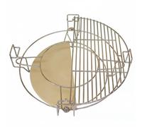 Ronyme Pierre à Pizza en Céramique Cordiérite Grille Barbecue Support Inox Plateau Ronde avec Cadre Renforcé Préhension Sécurisée Croûte Croustillante, Pour Barbecue Céramique De 16 Pouces
