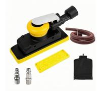Ronyme Polisseuse Pneumatique Industrielle Ponçeuse Orbitale de Ponçage Base Remplaçable Collecte de Poussière Plastique et Aluminium Adaptée à Carrosserie Auto Menuiserie Atelier