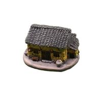 Ronyme Réplique Maison Miniature Maisonnette Décorative Modèle Champêtre Sculpture Figurine Ornement en Résine Style Rustique Soigné Adaptée pour Étagère, Maison Mur Jaune