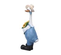 Ronyme Statue de Canard deJardin en Résine, Décoration Extérieure Moderne Blanche, Figurine Animale avec Panier Fleurs, Sculpture Humoristique pour Terrasse, Cour ou Pelouse, 30cm, Canard Mâle