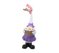 Ronyme Statue de Canard deJardin en Résine, Décoration Extérieure Moderne Blanche, Figurine Animale avec Panier Fleurs, Sculpture Humoristique pour Terrasse, Cour ou Pelouse, 30cm, Canard Femelle