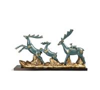 Ronyme Statuette Cerf Figurine Sculpture Décor Animal Ornement Résine avec Cerfs aux Bois Dressés et Détails Stratifiés sur Base Longue Antidérapante Style, Bleu Cerf