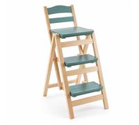 Ronyme Tabouret de Comptoir Tabouret Chaise Escabeau Bois Massif Siège Haut avec Dossier et Structure Articulée Stable Pliable à 67.5 Cm pour Gagner de la, Vert Haricot