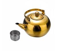 Ronyme Théière en Inox Théière Bouilloire Infuseur Couvercle Bec Verseur pour Usage Quotidien Poli Miroir Filtration Intégrée pour Thé Limpide Adaptée aux, Array, Doré, 16 Cm