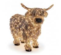 Ronyme Vache Lumineuse en Résine Figurine Sculpture Statuette Décoration Design Animal Debout avec Bois Longs Corps Arrondi Sabots Sombres Surface Texturée