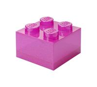 Room Copenhagen LEGO Brique de rangement 4 boutons pailletés Violet - Boîte empilable en plastique avec couvercle