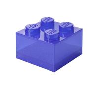 Room Copenhagen LEGO Brique de rangement à 4 boutons Violet pailleté - Boîte de rangement empilable en plastique avec couvercle pour enfants et adultes Organiseur de bureau et boîte à jouets