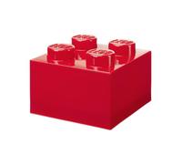 Room Copenhagen LEGO - Brique de rangement avec 4 molettes, couleur rouge translucide, boîte de rangement empilable en plastique avec couvercle pour enfants et adultes, organisateur de bureau et boîte