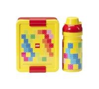 Room Copenhagen LEGO LUNCH Set lunch - Design emblématique - Amusant et fonctionnel - Bouteille de 390 ml et boîte à goûter pour enfants et adultes - Pour repas en déplacement - Rouge et jaune