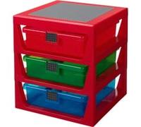 Boîte de rangement 3 tiroirs personnalisables Lego - Rouge