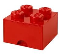 LEGO-40051730 Brique de Rangement Empilable 4 avec Tiroir, Solid, 40051730, Rouge, 25 x 25 x 18 cm