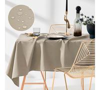 ROOM99 Aura Nappe de Table 140 x 200 cm Beige | Imperméable Rectangulaire Facile d'entretien Lavable Anti Tache Protection Décoration de Banquet Toute l'année