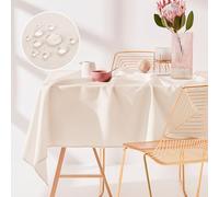 ROOM99 Aura Nappe de Table 140 x 220 cm Crème Clair | Imperméable Rectangulaire Facile d'entretien Lavable Anti Tache Protection Décoration de Banquet Toute l'année