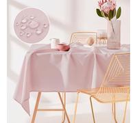 ROOM99 Aura Nappe de Table 140 x 220 cm Rose poudré | Imperméable Rectangulaire Facile d'entretien Lavable Anti Tache Protection Décoration de Banquet Toute l'année