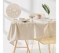 room99 Aura Nappe de Table 140 x 260 cm Imperméable Rectangulaire Facile d'entretien Lavable Anti Tache Protection Décoration de Banquet Toute l'année Crème