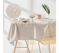 room99 Aura Nappe de Table 140 x 300 cm Imperméable Rectangulaire Facile d'entretien Lavable Anti Tache Protection Décoration de Banquet Toute l'année Beige Clair