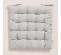 room99 Coussins de Chaise avec Rubans Carmen 40 x 40 x 4,5 cm Coussin d'assise rembourré, Galette de Chaise Interieur avec Attaches, antidérapants pour siège Le Coton Gris Clair, 1 pièce