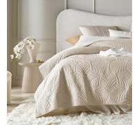 room99 Feel Élégant Dessus de lit Moderne 240 x 260 cm 2 Personnes matelassé idéal comme jeté de canapé ou Couvre-lit Velours Velvet Crème