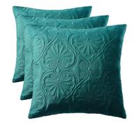 room99 Housse de Coussin Leila 45 x 45 cm Taie d'oreiller pour Coussins Canapé avec Fermeture éclair Invisible métallisée Pétrole, 1 pièce (Lot de 3)