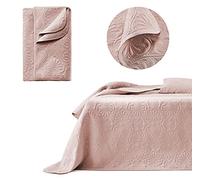 room99 Leila Élégant Dessus de lit Moderne 200 x 220 cm 2 Personnes matelassé idéal comme jeté de canapé ou Couvre-lit Rose poudré
