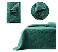 room99 Leila Élégant Dessus de lit Moderne 240 x 260 cm 2 Personnes matelassé idéal comme jeté de canapé ou Couvre-lit Vert foncé