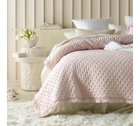 room99 Molly Élégant Dessus de lit 170 x 210 cm Couvre-lit 2 Personnes canape Moderne matelassage jeté de canapé, idéal comme Couvre-lit avec Volant Rose poudré