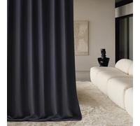 room99 Rideau avec œillets Aura 140 x 260 cm Largeur x Hauteur, Décoration de Fenêtre, Curtains et Draperies intérieurs pour Salon, Chambre Moderne Lisse Noir, 1 pièce