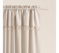 room99 Rideau avec Passe Tringle Astoria 140 x 250 cm Largeur x Hauteur, Décoration de Fenêtre, Curtains et Draperies intérieurs pour Salon, Chambre Moderne Galon à Pompons Beige Clair, 1 pièce