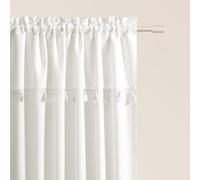 room99 Rideau avec Passe Tringle Astoria 140 x 250 cm Largeur x Hauteur, Décoration de Fenêtre, Curtains et Draperies intérieurs pour Salon, Chambre Moderne Galon à Pompons Off White, 1 pièce