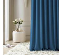 room99 Rideau avec Passe Tringle Aura 140 x 300 cm Largeur x Hauteur, Décoration de Fenêtre, Curtains et Draperies intérieurs pour Salon, Chambre Moderne Lisse Bleu foncé, 1 pièce
